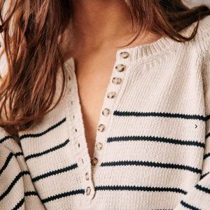 Sezane Leontine Jumper Ecru/Navy XXS